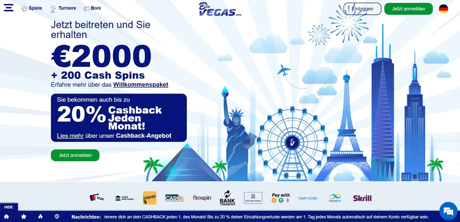 BluVegas Casino Startseite